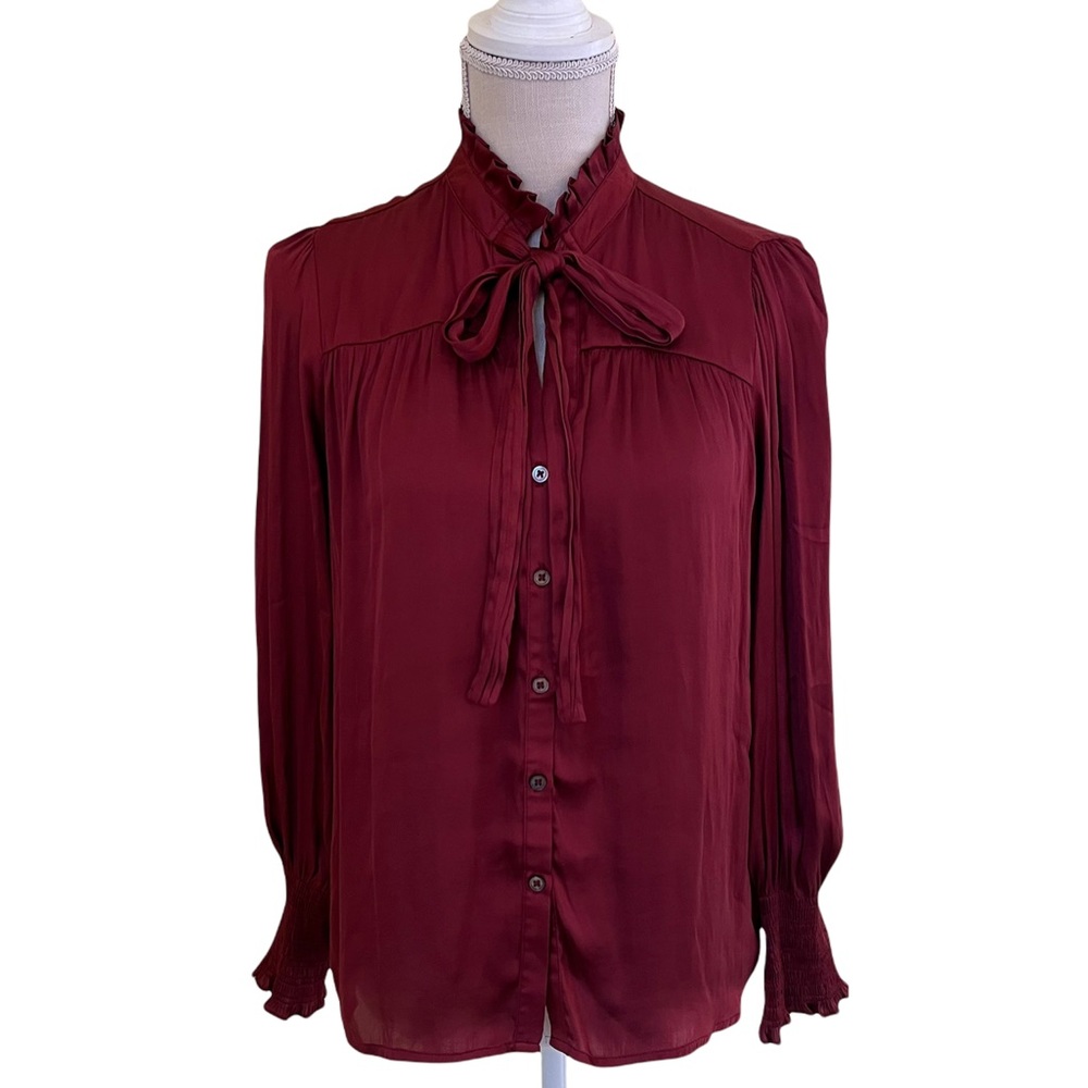 current air Tie -Neck Button Front Blouse S